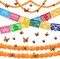 Day of The Dead Decor with 24 Pcs Monarch Butterfly 3 Artificial Marigold Flowers (Orange, Red, Green, Blue)